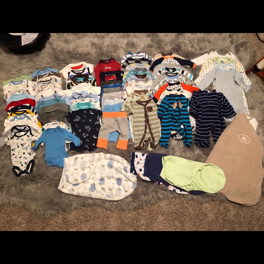 🎉SOLD🎉💙👶🏻Newborn/0-3 m boy 70 piece lot👶🏻💙 - Picture 1 of 5